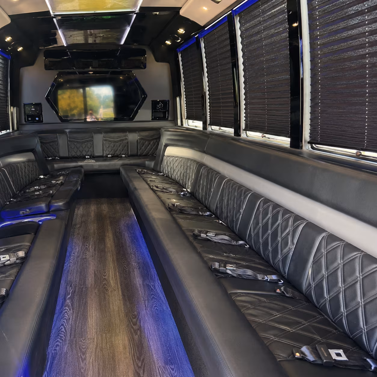Group beside a Mercedes Sprinter limo in Olathe