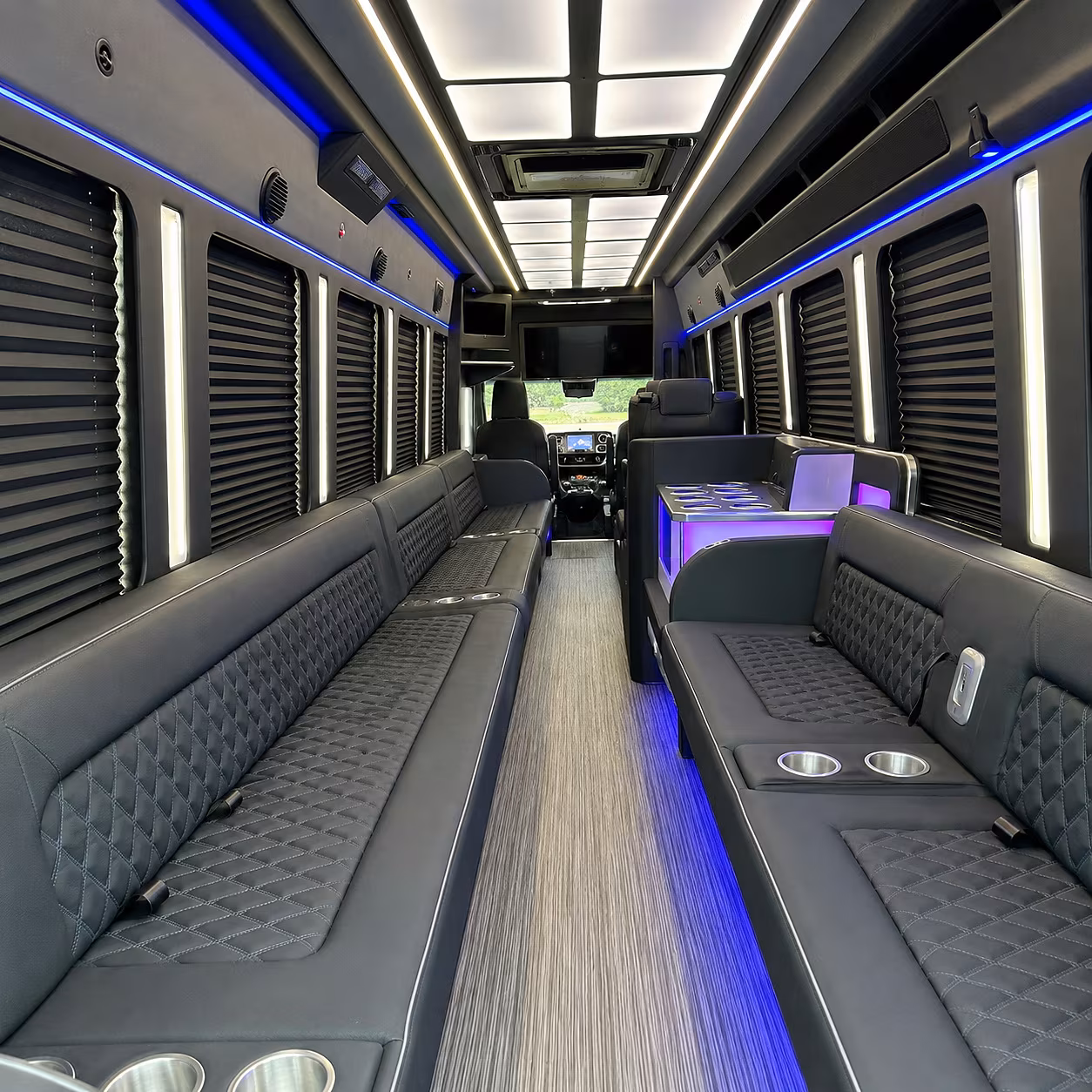 Olathe Birthday, Sweet 16, & Quinceañera Transportation party bus interior