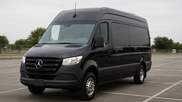 Exterior of Charter Bus Company Overland Park's 14 Passenger Sprinter Limousine in Overland Park