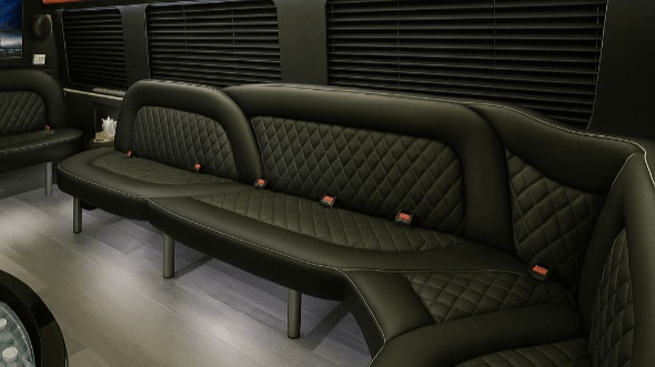 Interior of Charter Bus Company Shawnee's 15 Passenger Party Bus in Shawnee