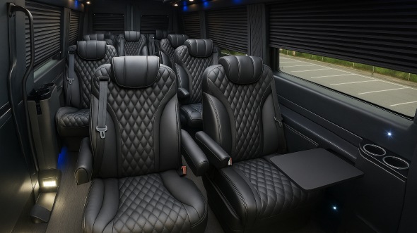 Interior of Charter Bus Company Olathe's 18 Passenger Minibus in Olathe