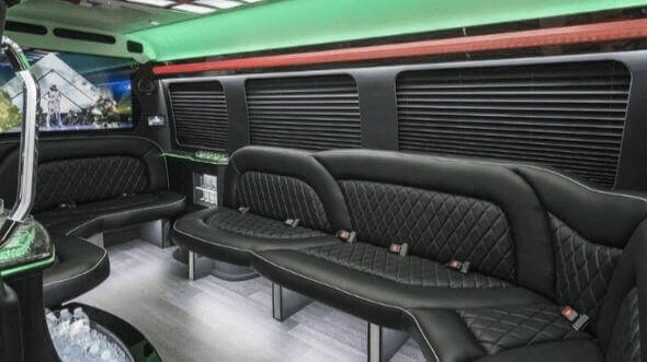 Interior of Charter Bus Company Lenexa's 18 Passenger Party Bus in Lenexa