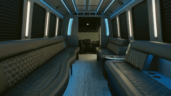 Interior of Charter Bus Company Shawnee's 20 Passenger Party Bus in Shawnee