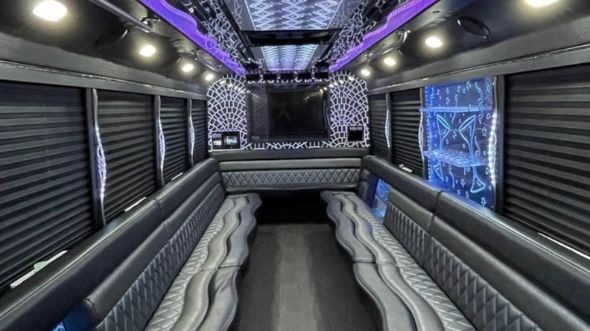 Interior of Charter Bus Company Lee's Summit's 25 Passenger Party Bus in Lee's Summit
