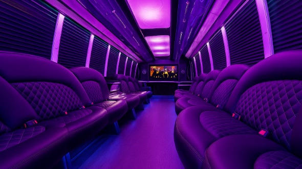 Interior of Charter Bus Company Lenexa's 25 Passenger Party Bus in Lenexa