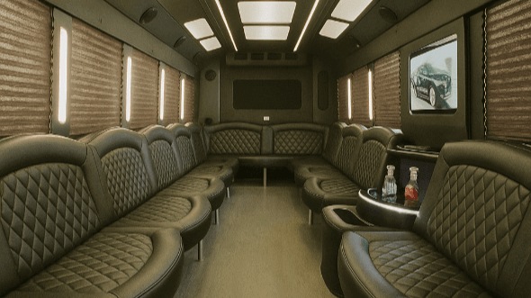 Interior of Olathe Party Bus Company's 25 Passenger Party Bus in Olathe