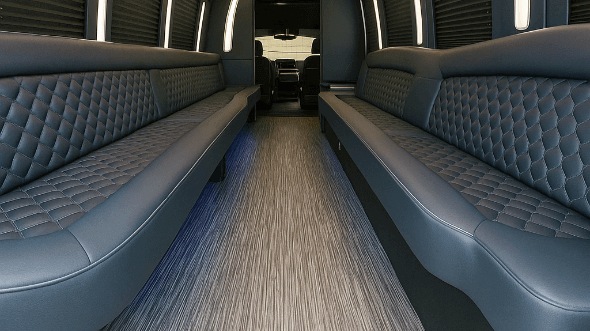 Interior of Charter Bus Company Lawrence's 28 Passenger Party Bus in Lawrence