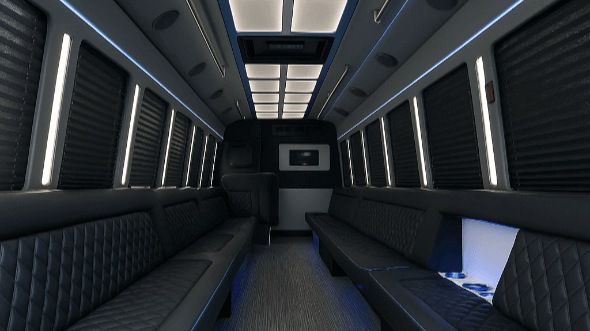 Interior of Charter Bus Company Independence's 30 Passenger Party Bus in Independence