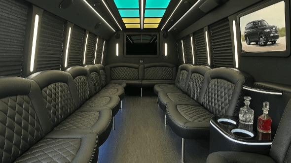 Interior of Olathe Party Bus Company's 30 Passenger Party Bus in Olathe