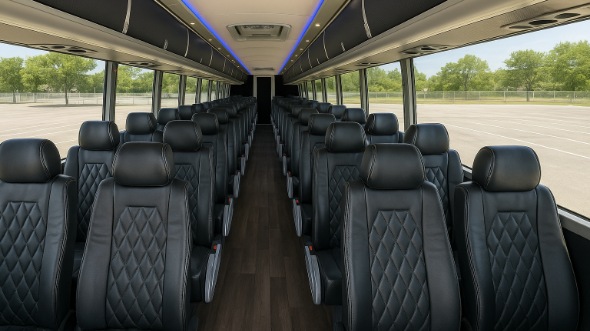 Interior of Charter Bus Company Olathe's 40 Passenger Charter Bus in Olathe