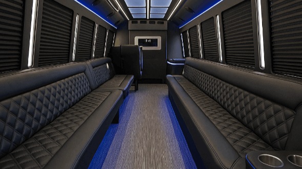 Interior of Olathe Party Bus Company's 40 Passenger Party Bus in Olathe