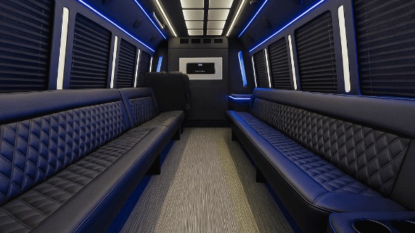 Interior of Charter Bus Company Overland Park's 40 Passenger Party Bus in Overland Park