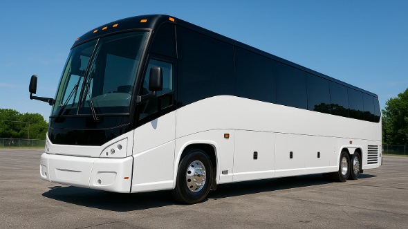 Exterior of Charter Bus Company Olathe's 56 Passenger Charter Bus in Olathe